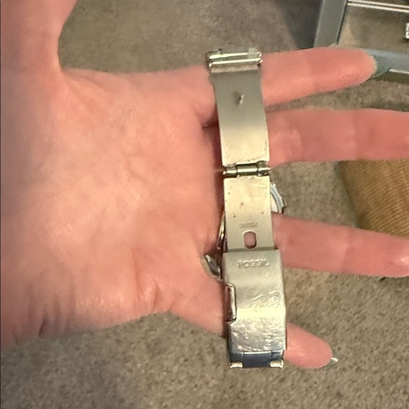 Fossil Silver Chronograph Watch with Crystal Bezel